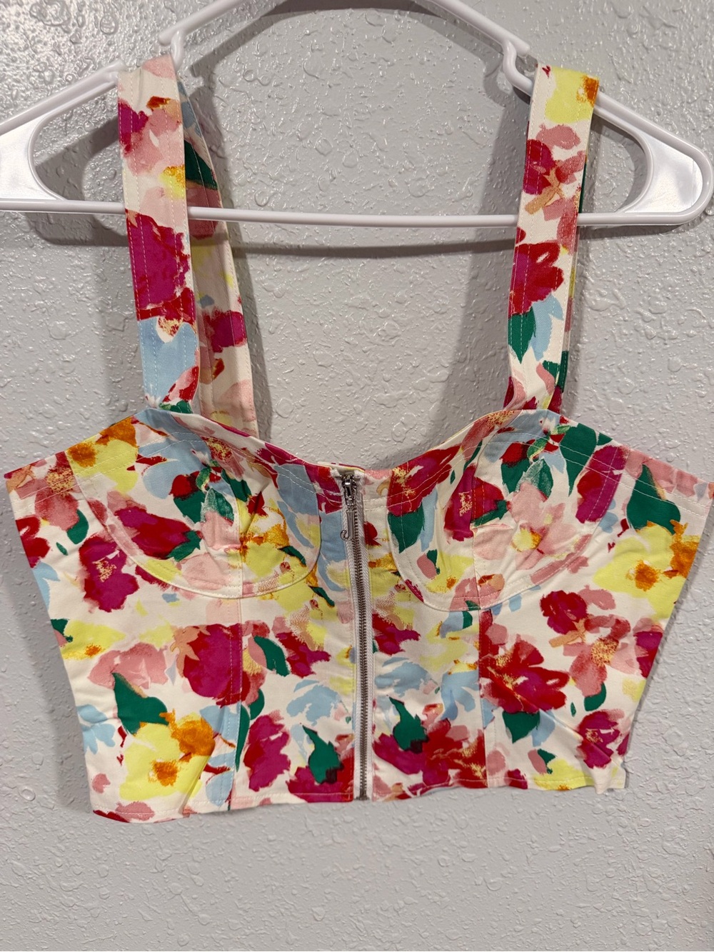 Juicy Couture Floral Zip-Front Crop Top - NWT mid summer combo bustier Y2K vibes